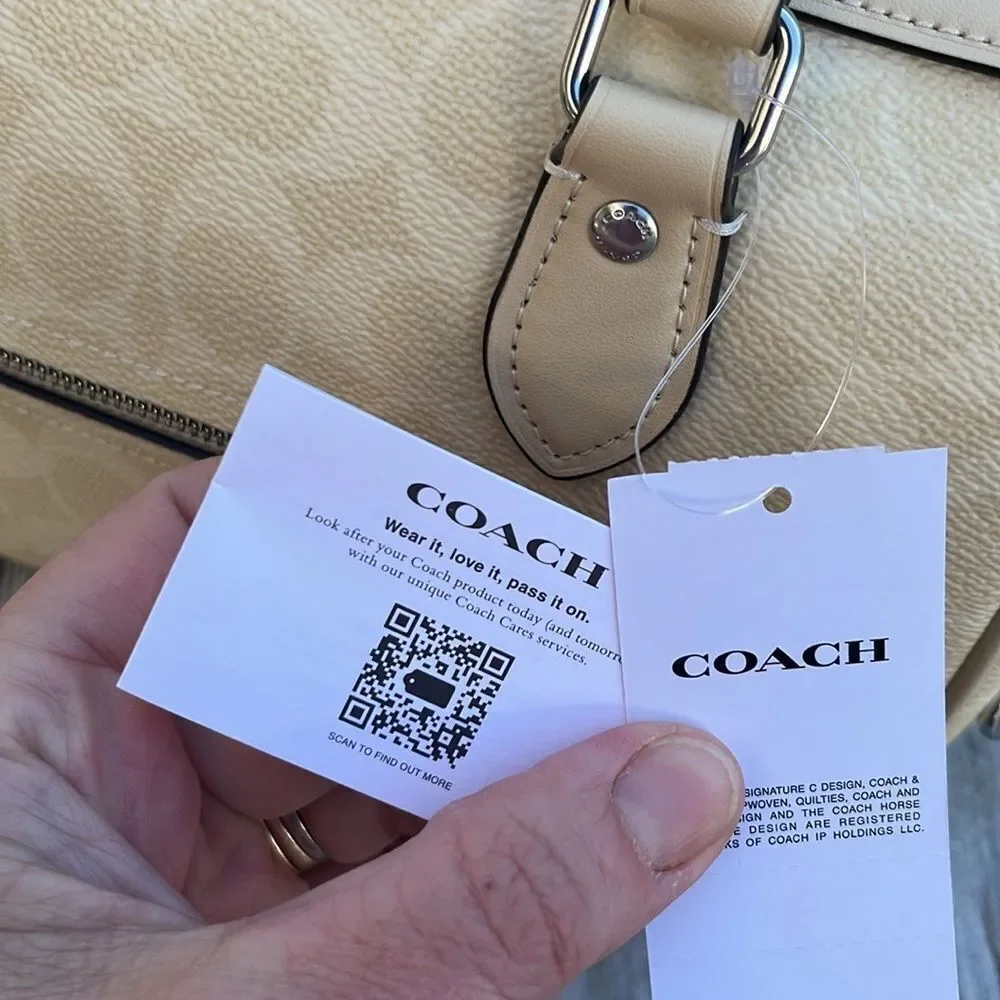 Coach Rowan Satchel Bag In Signature Canvas Butter Yellow Crossbody Purse - Picture 9 of 15